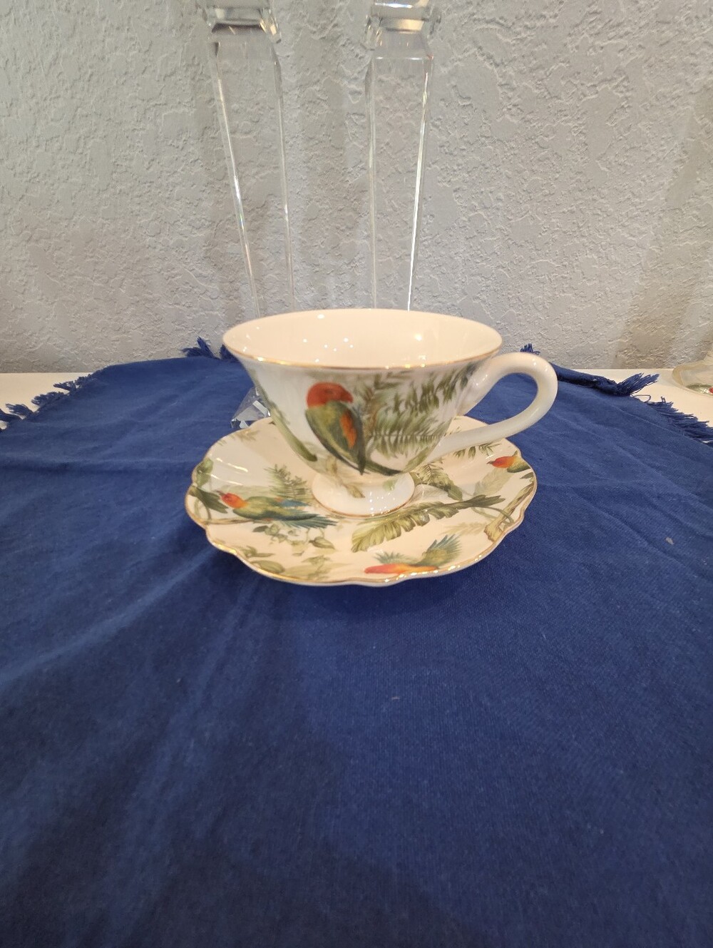 Tropical Bird Cup And Saucer In Jungle Setting By Grace Teawear